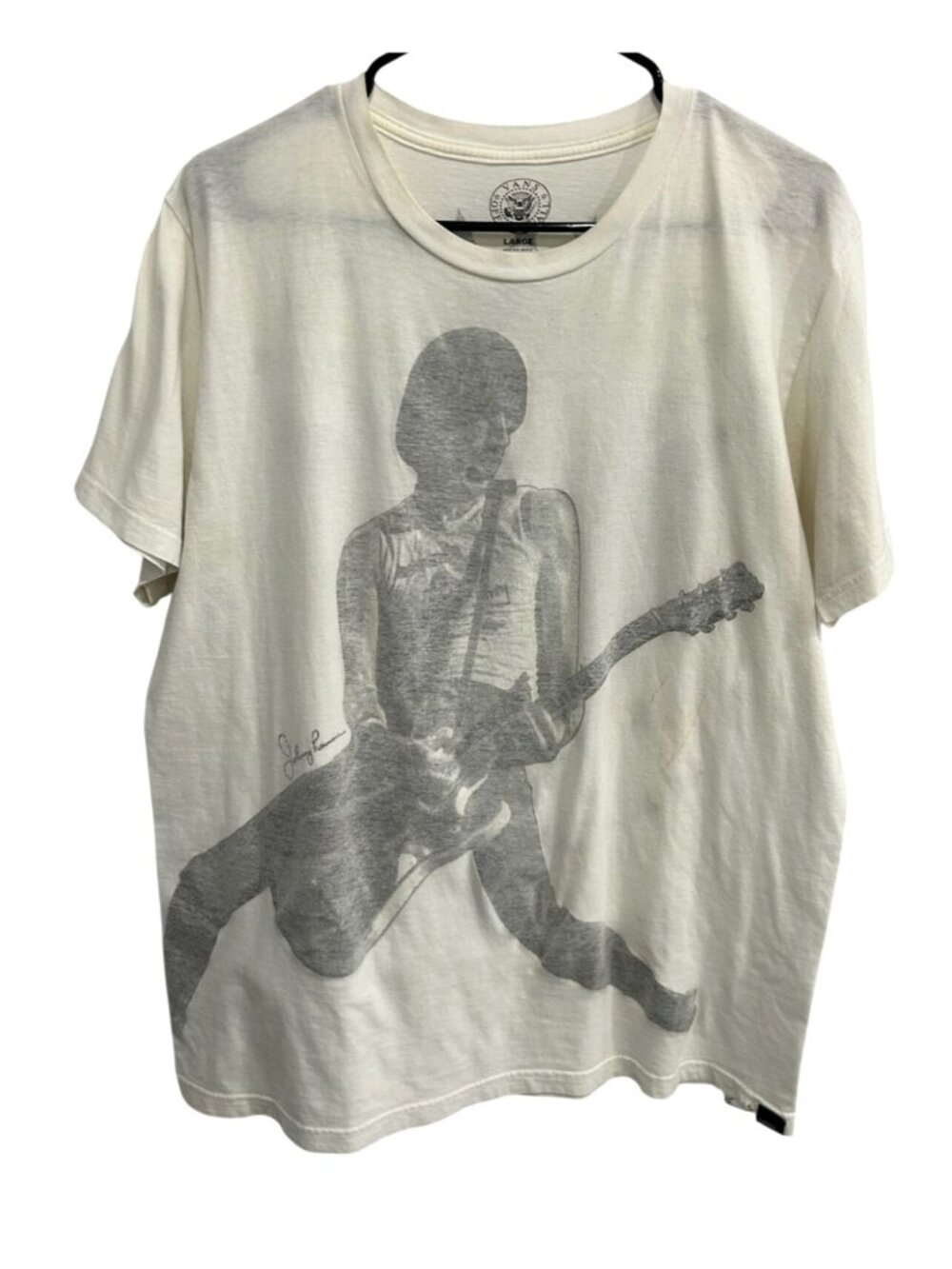 Vans Large Johnny Ramone Graphic Off White T-Shirt Rock Band Grungecore Retro
